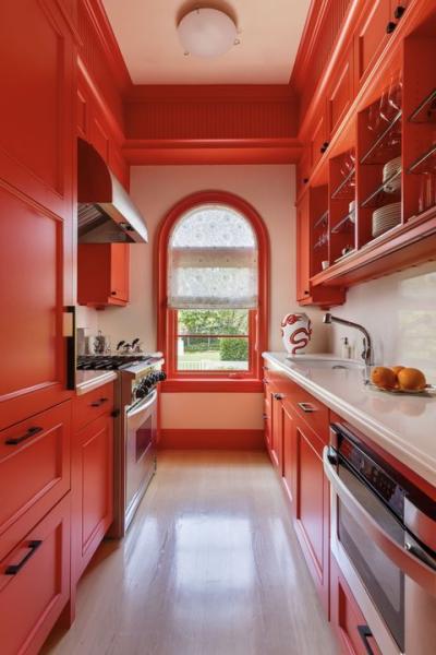 bright red kitchen
