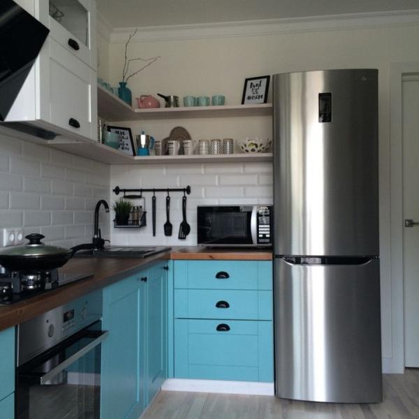 Turquoise kitchen in the interior