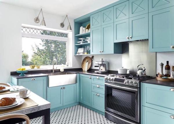 modern turquoise kitchen interior design