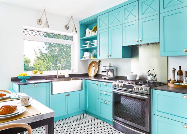 Modern turquoise kitchen