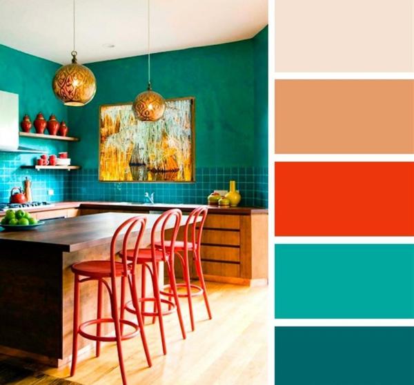 turquoise background kitchen
